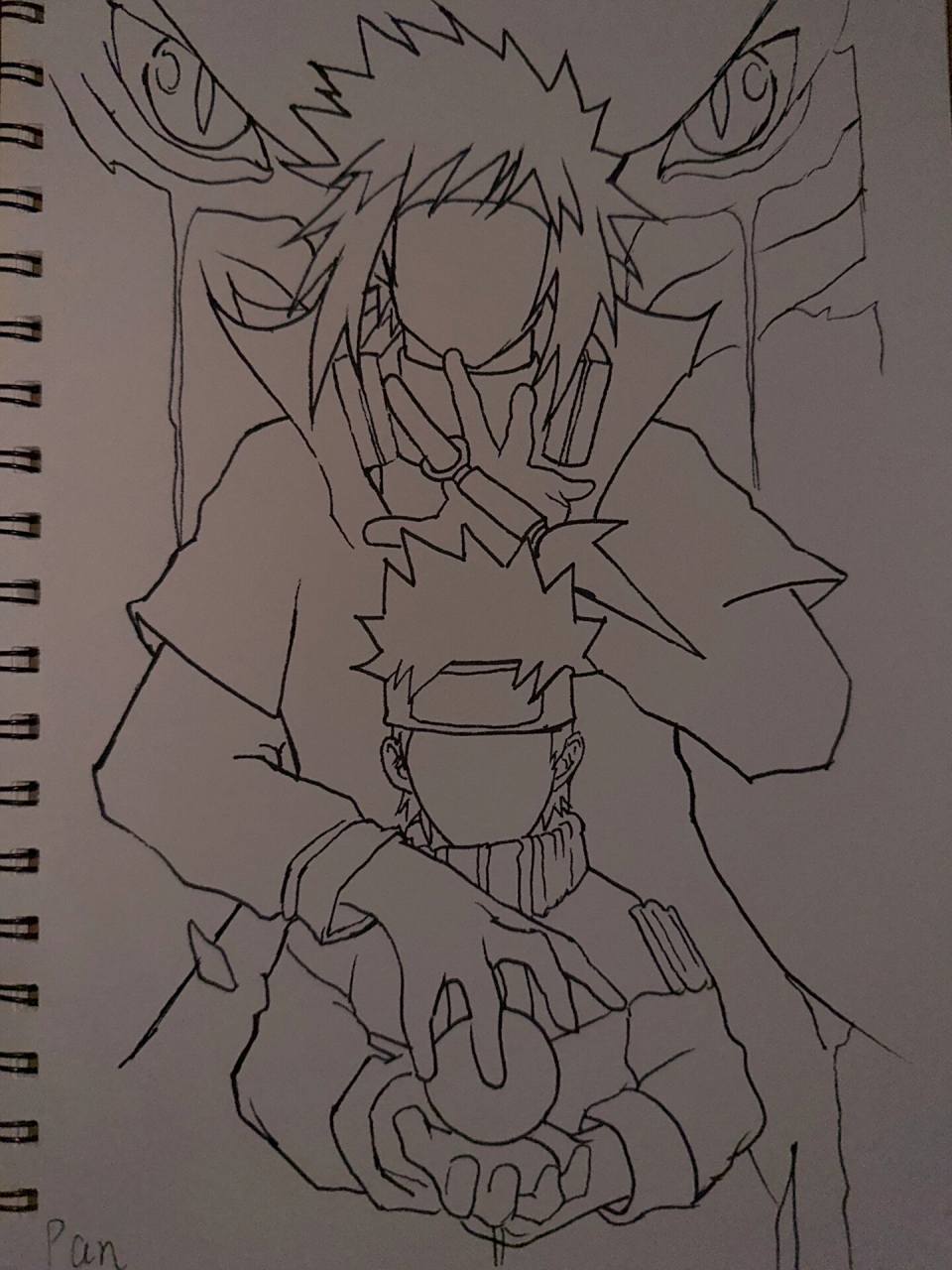 水门与鸣人手绘 水门和鸣人的螺旋丸不比博人好看吗