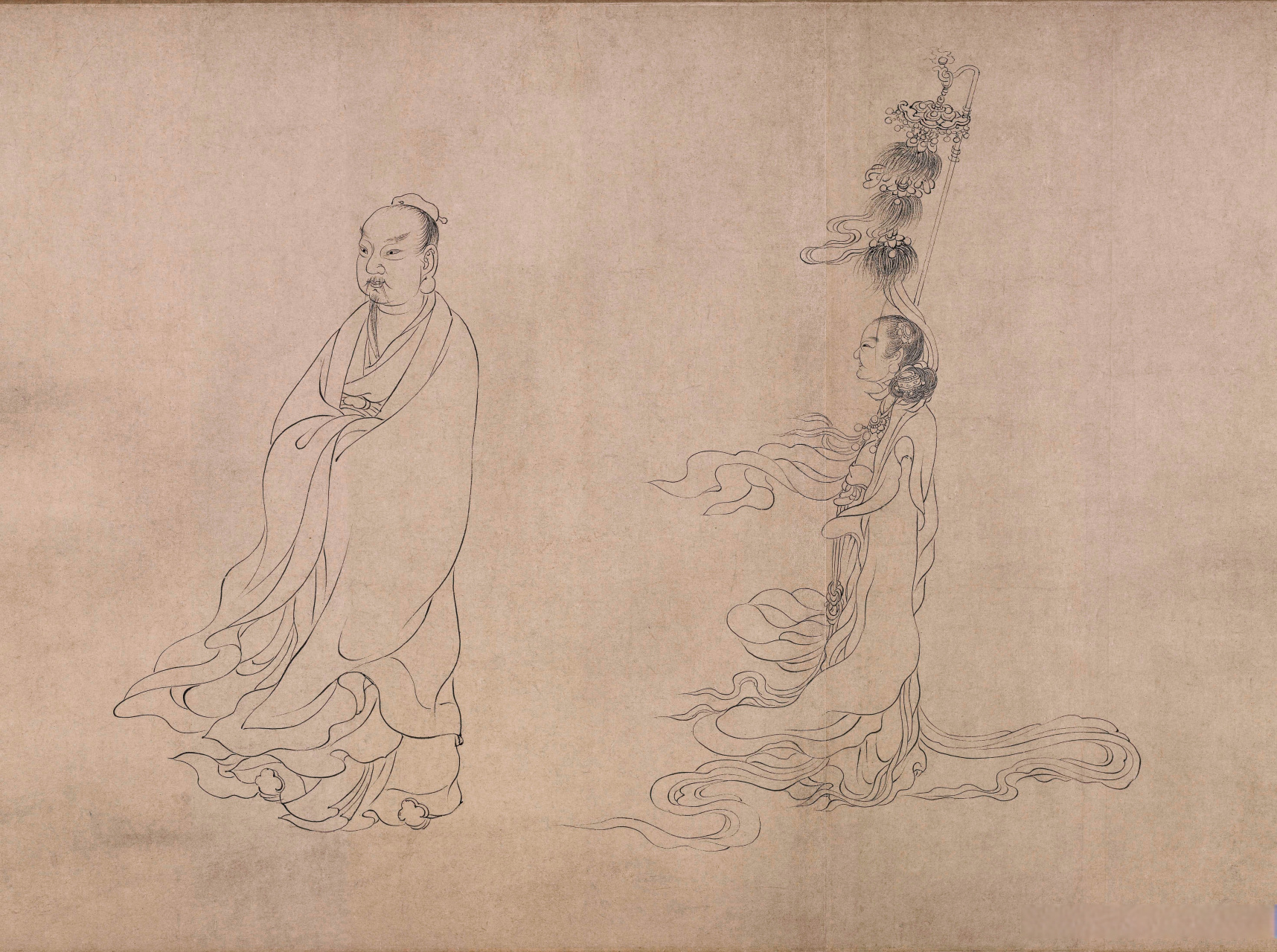 《九歌图》卷,元代,张渥,纸本墨色,纵29厘米,横523.