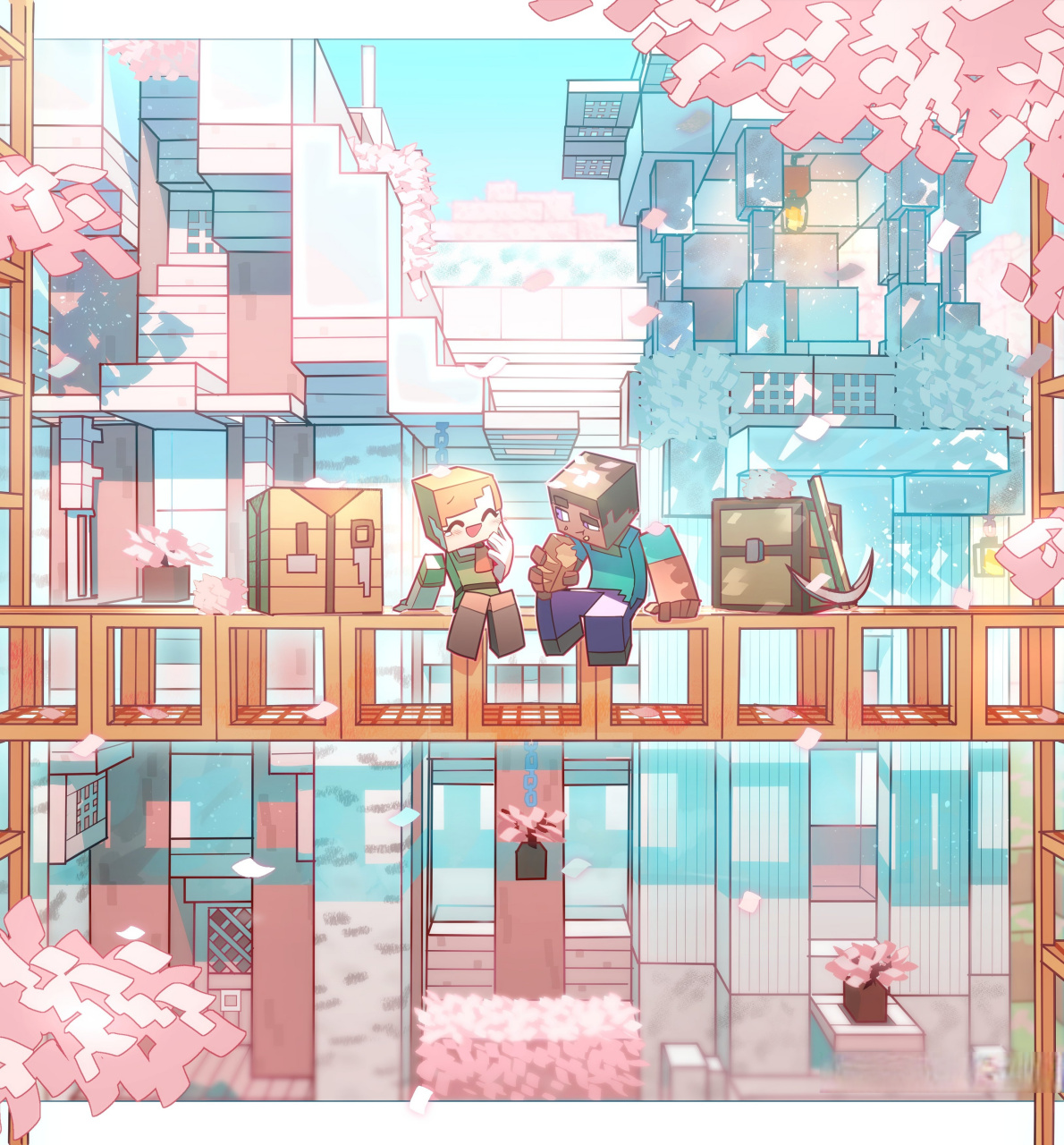 《我的世界》史蒂夫&爱丽克丝 同人艺术(x:katjamura)