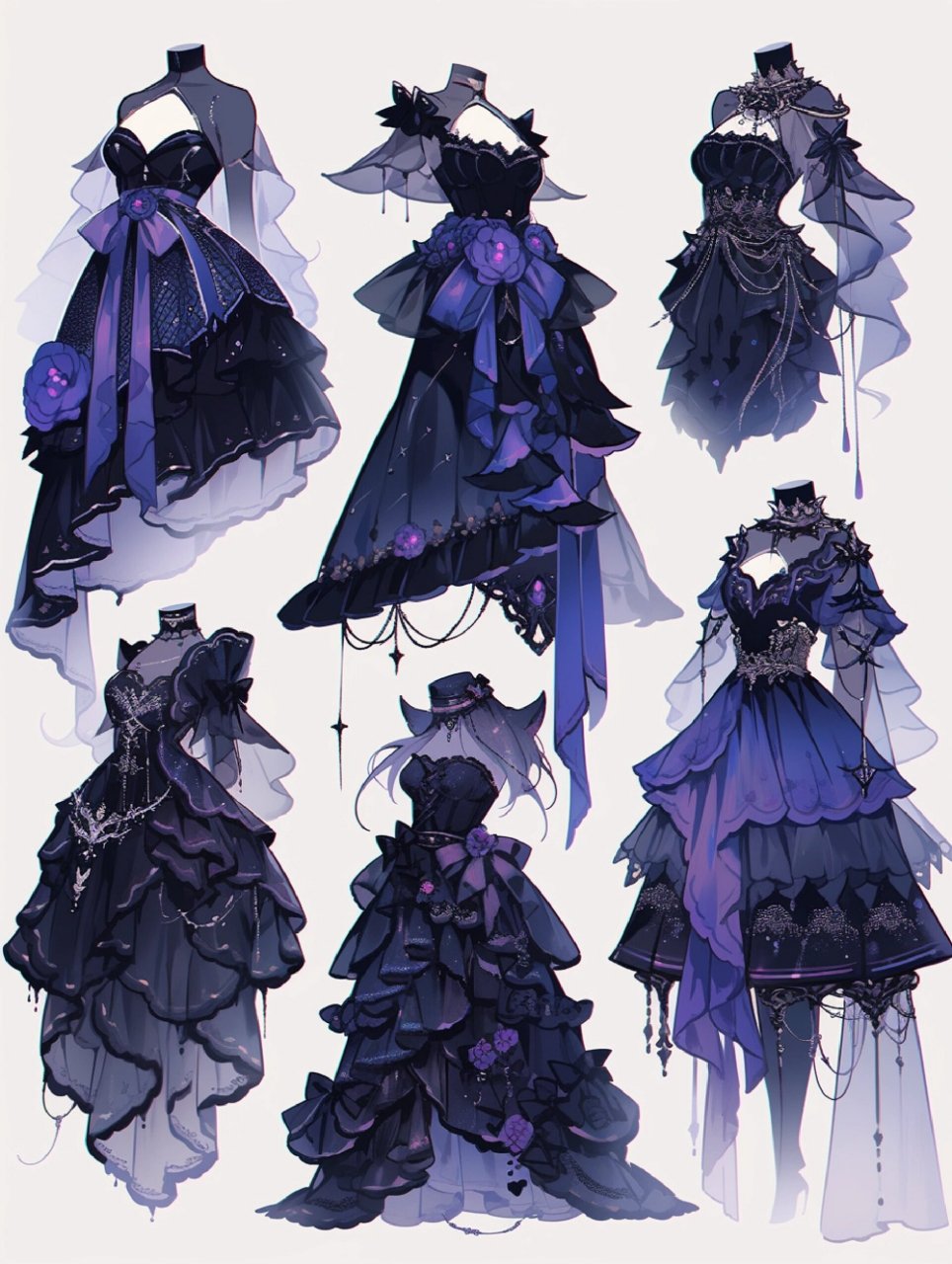 小裙子穿搭素材||服装展示 #画画的日常# #哥特风# #哥特# #服设# #lo