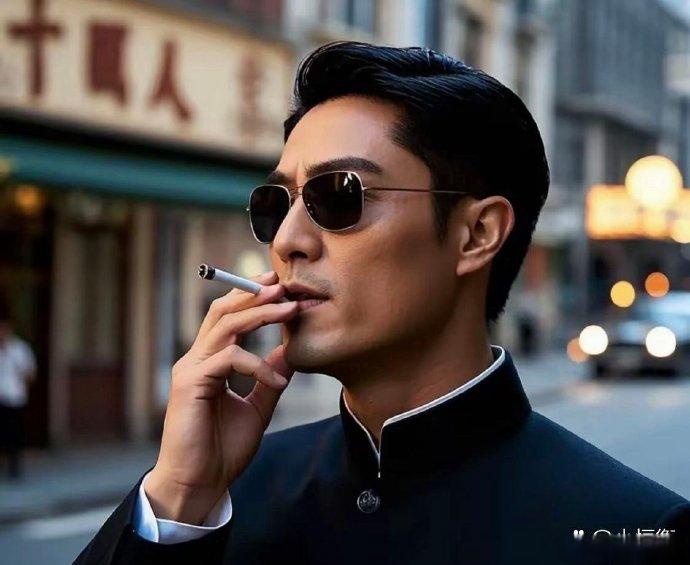 叼着香烟的模样,眼神深邃,仿佛藏着无尽故事