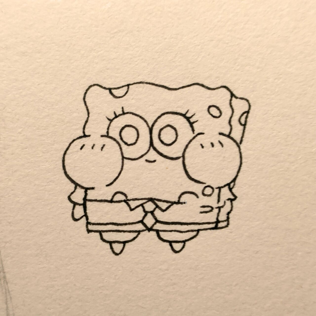 可爱简笔画|脸蛋红扑扑~ 临摹77 偷偷加上了海绵宝宝的好朋友派大星