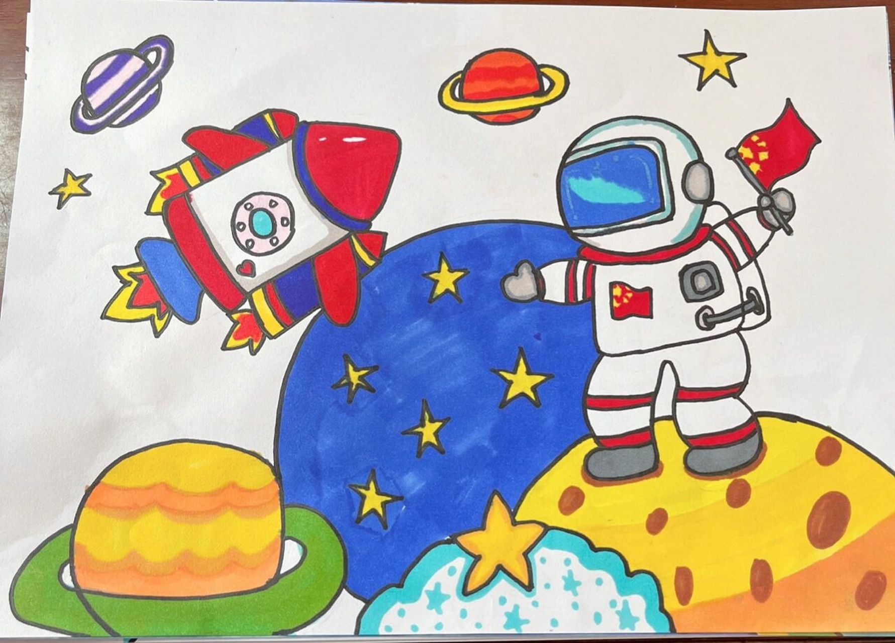01航天梦——每天一幅儿童画 想我娃的第45天,寄情于画画吧.