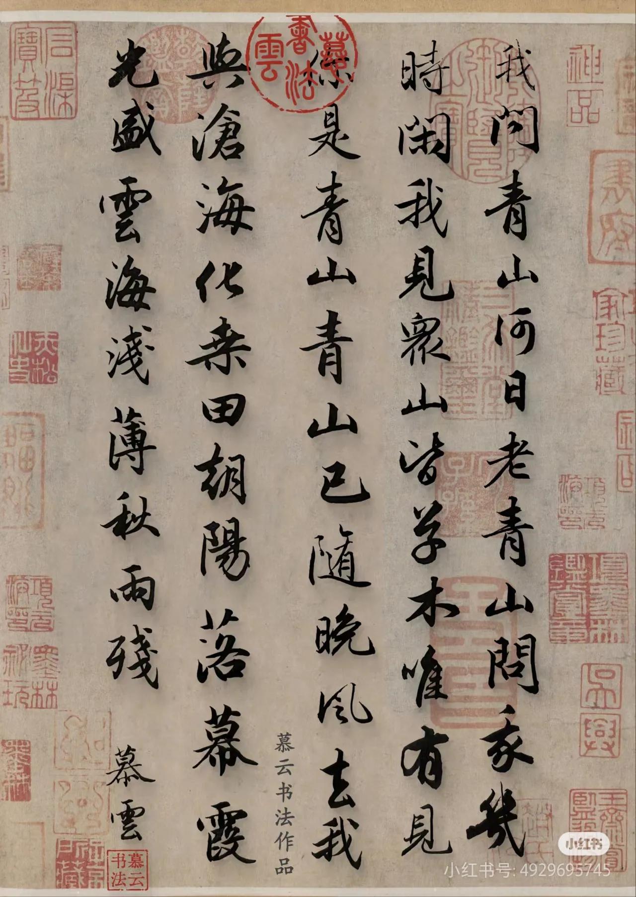我问青山何日老,青山问我何时闲, 青山不老我不闲