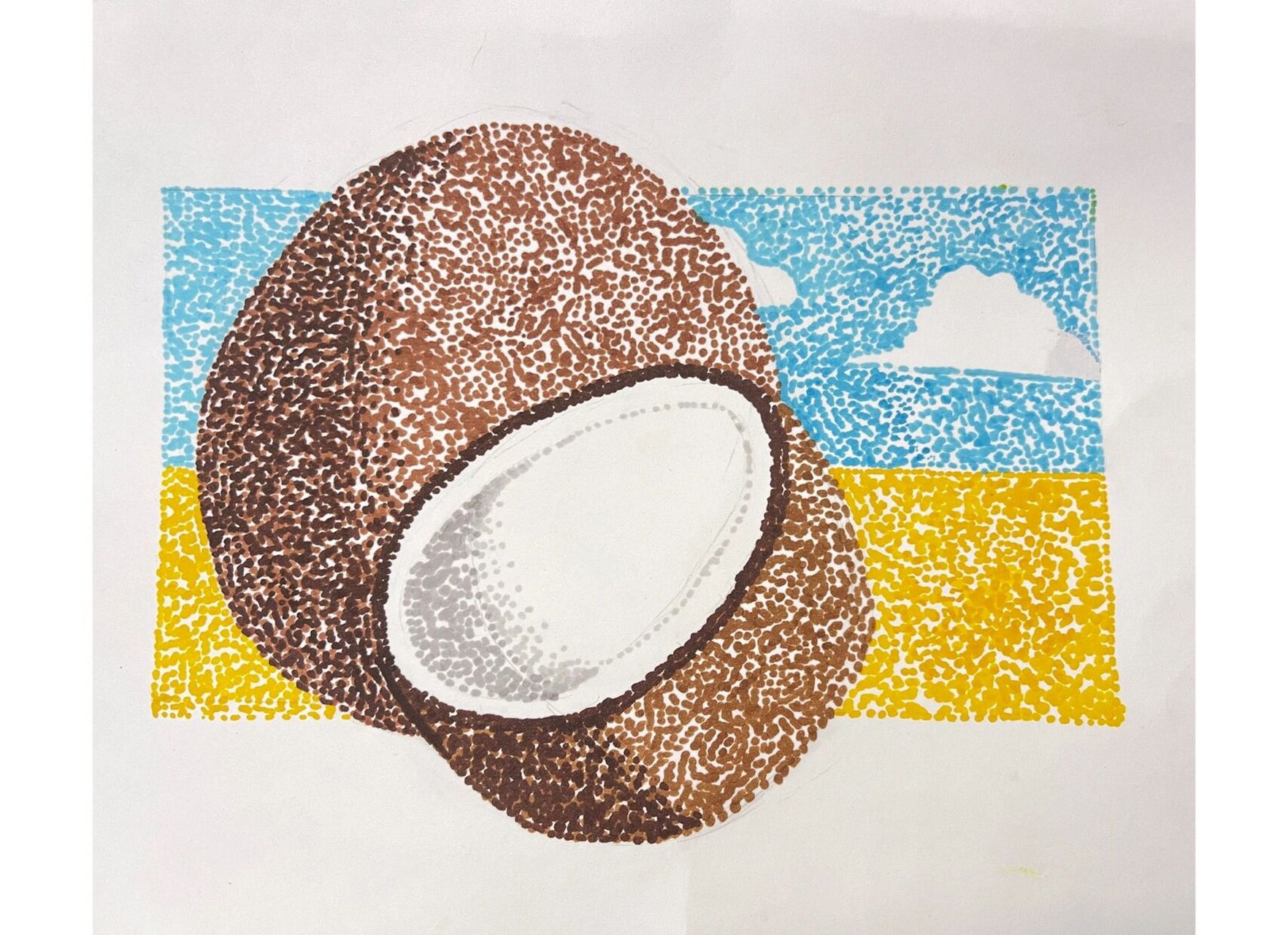 五年级学生美术课堂作品《点彩画》 太喜欢学生这周的作品了 忍不住