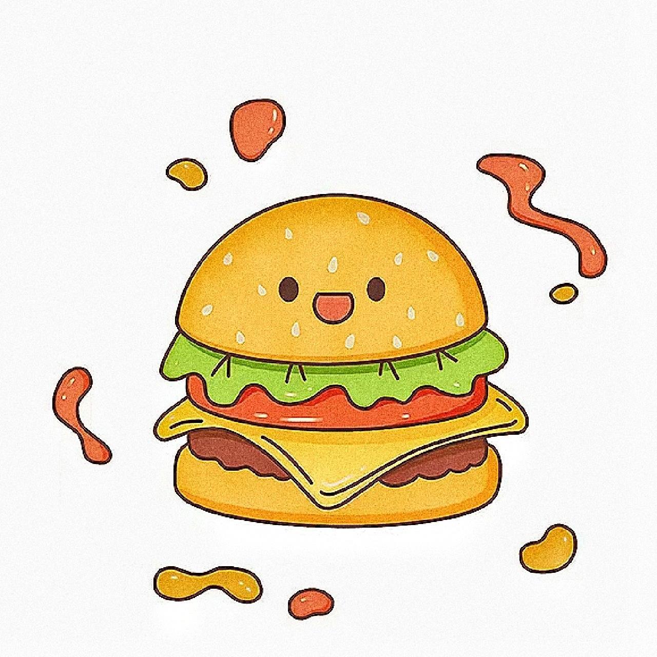 儿童画汉堡包简笔画图片