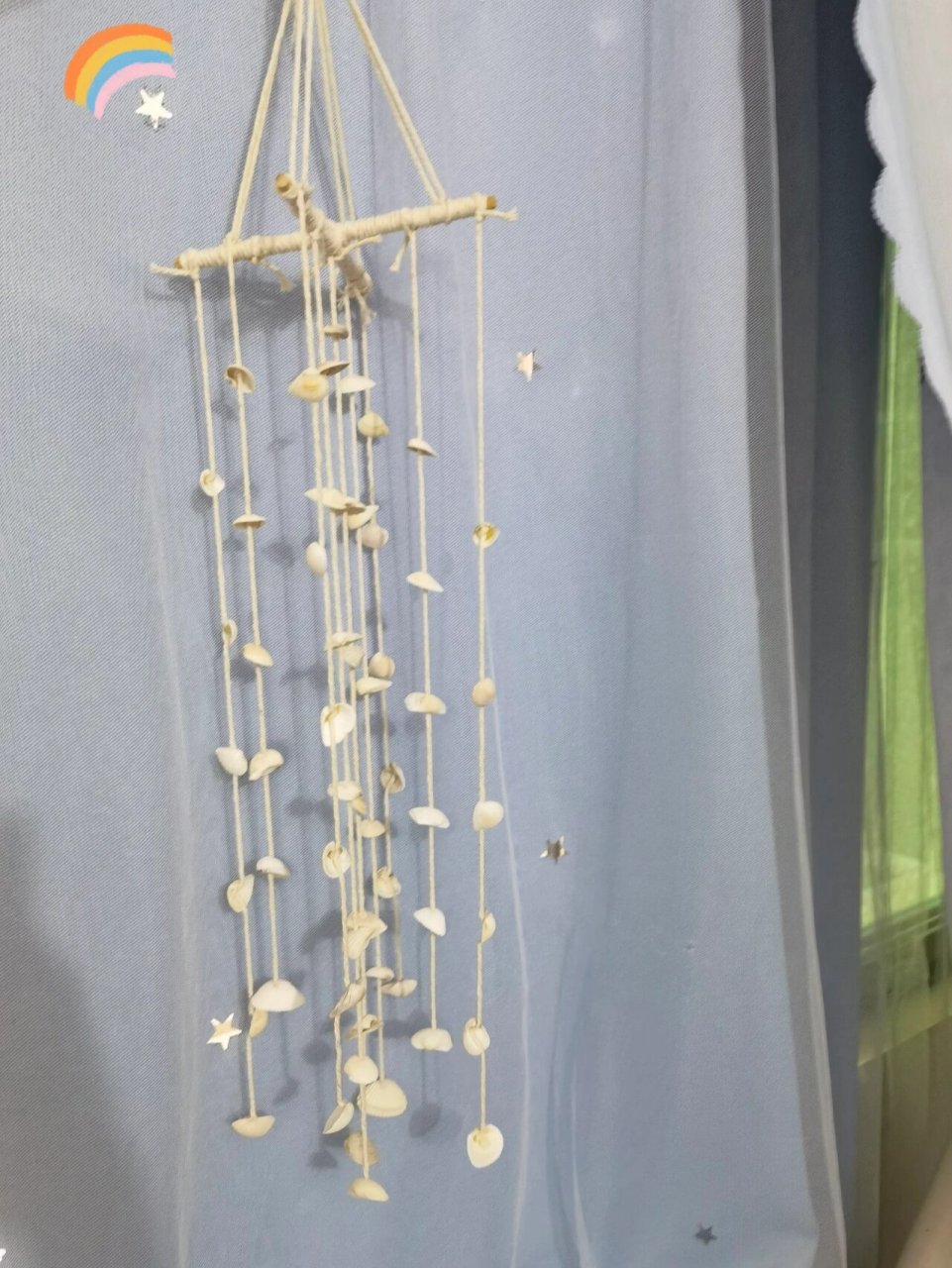 手工贝壳风铃,不打孔,用热熔胶粘 上一篇记录是没有电钻,没有打孔器也