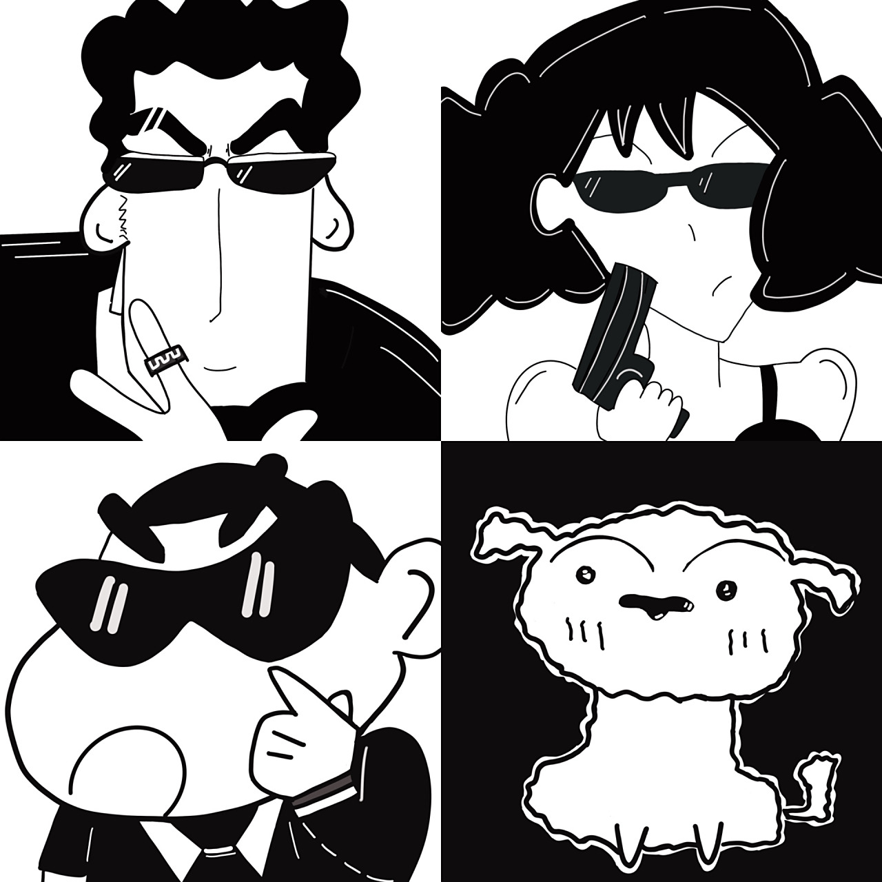 蜡笔小新黑白简笔画