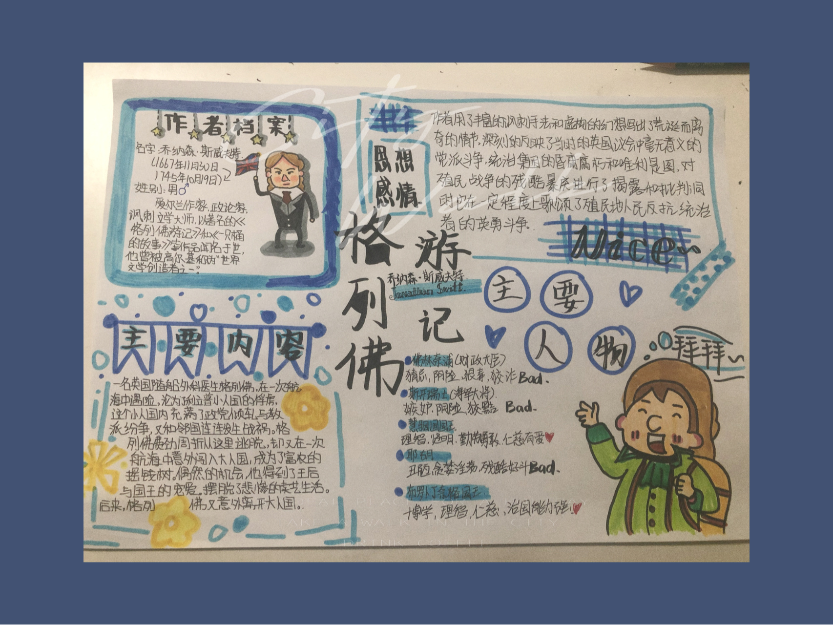 嘿嘿嘿,语文老师留的手抄报 格列佛游记手抄报