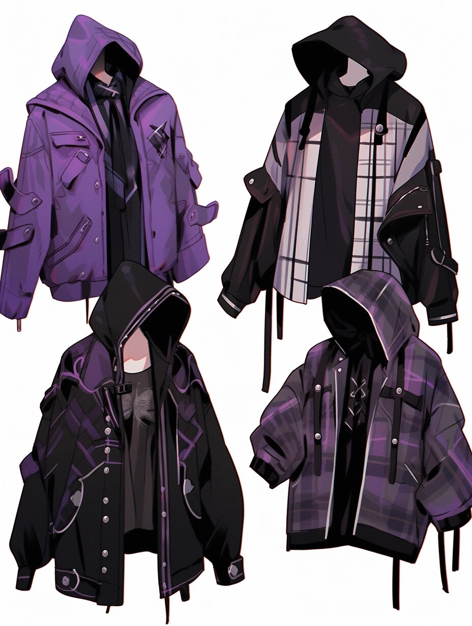 服设# #哥特# #服装效果图# #绘画# #素材# #潮酷穿搭# #夹克# #醋鼢