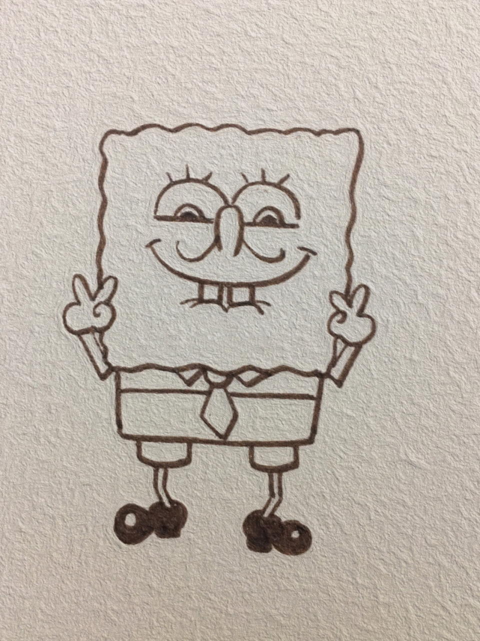 可爱简笔画 海绵宝宝//附过程 给生活比耶709915 快乐翻倍