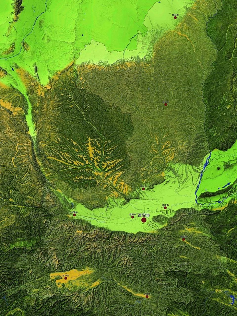陕西省地形地貌图 陕西省地图