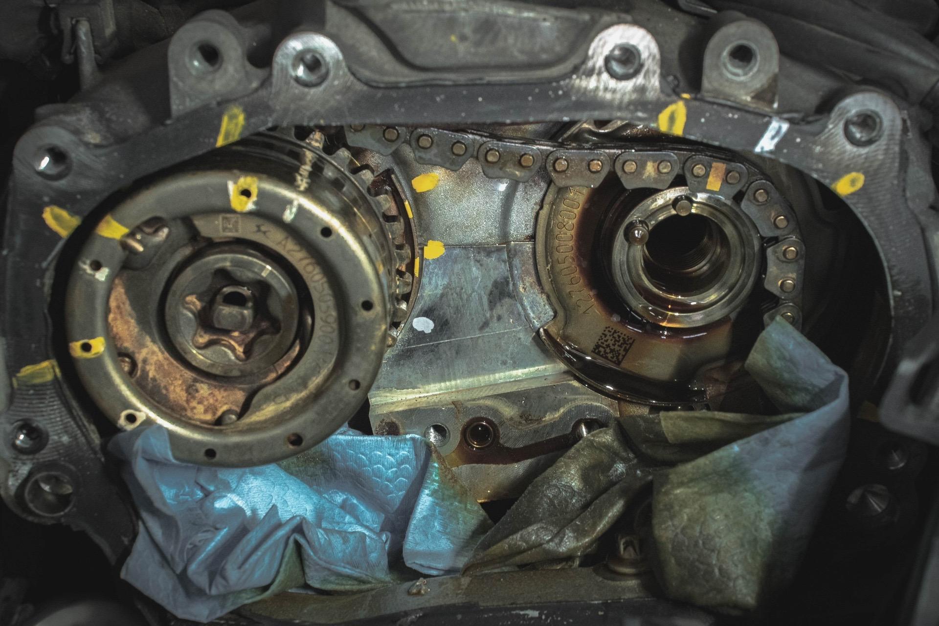 奔驰s级276进气链轮损坏异响更换教程