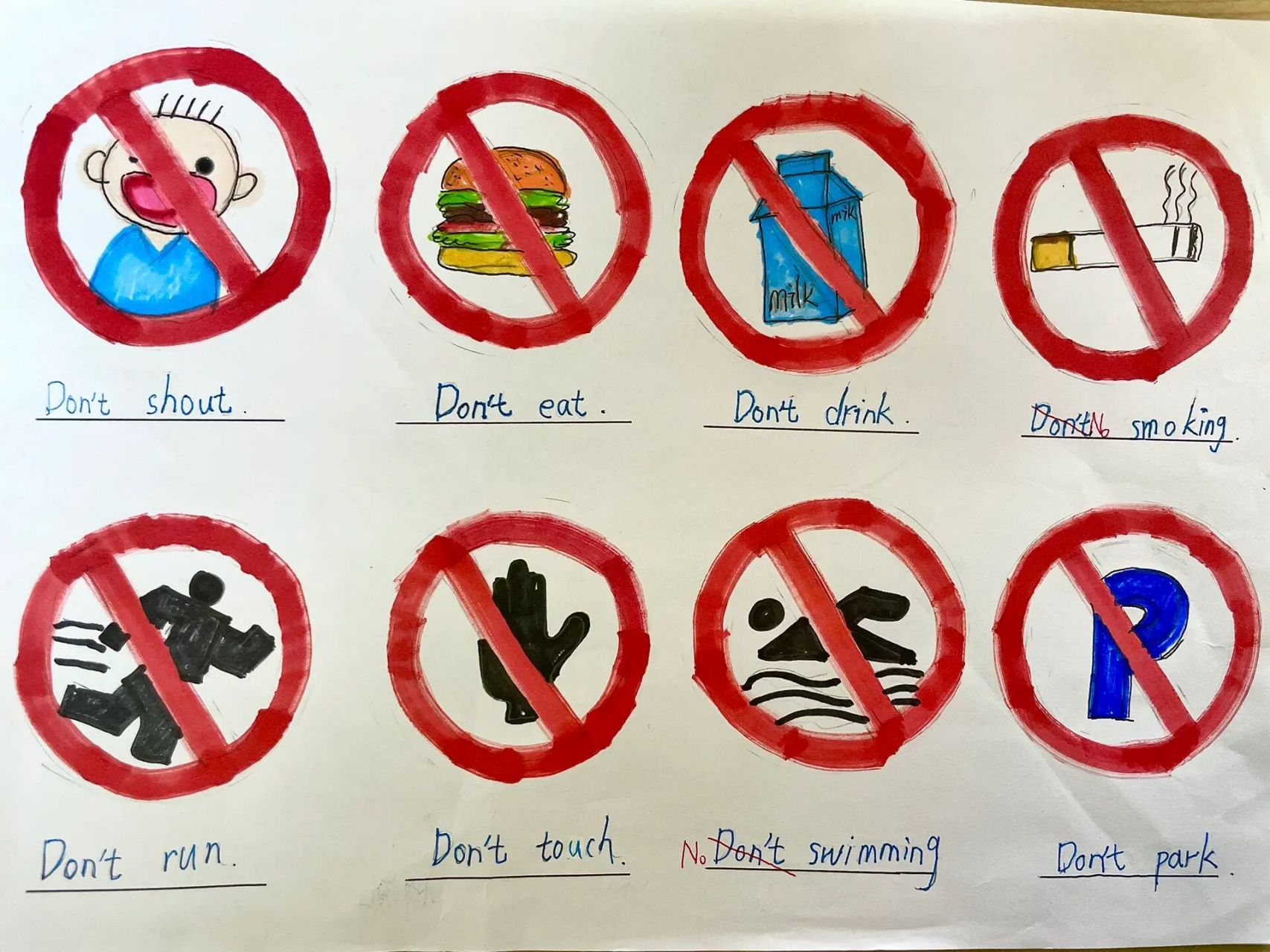 小学英语特色作业八|规则&标志英语手抄报 三年级下册unit1&unit2