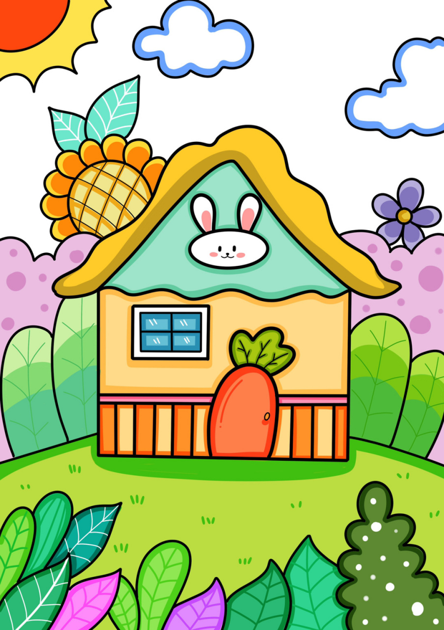 可爱的小房子 林中小屋儿童创意画 简笔画 #创意美术儿童画# #简笔画