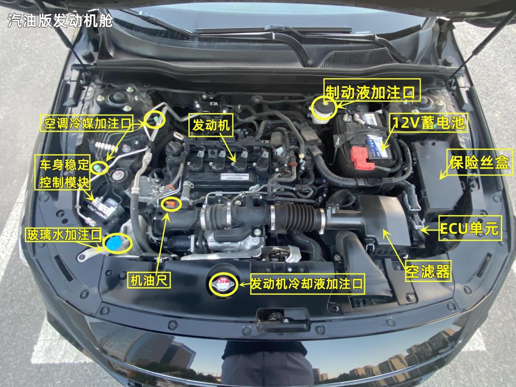 雅阁发动机舱详解图,买车3年只认识玻璃水加注口