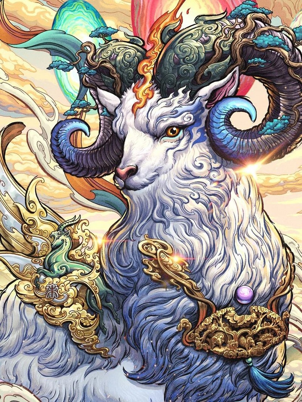 十二生肖神兽—未羊 个人原创作品,生肖神兽系列,分享给大家～ 羊即为