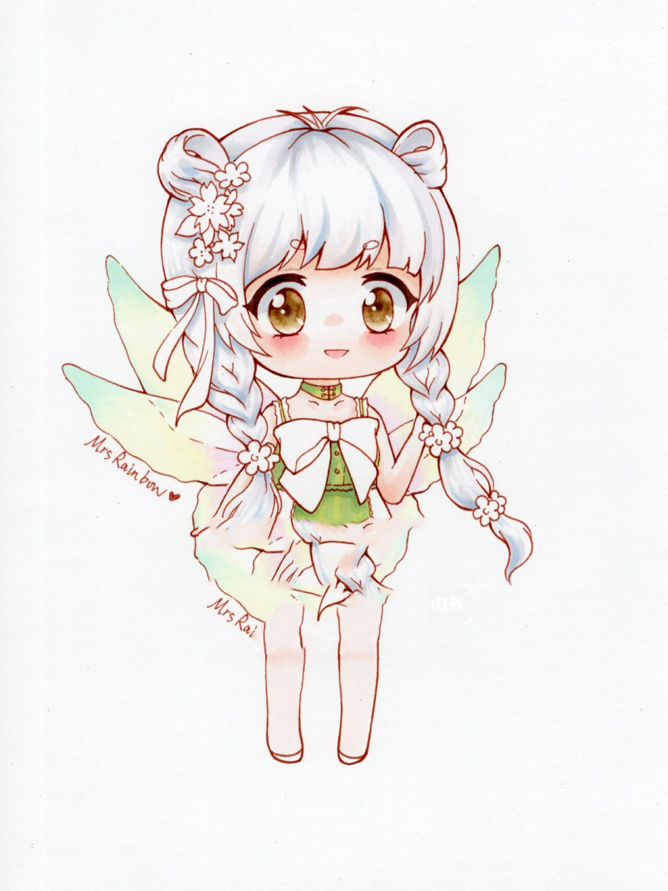 马克笔绘画临摹二改-精灵,绘画教程步骤色号 奇迹暖暖同人q版,翅膀有