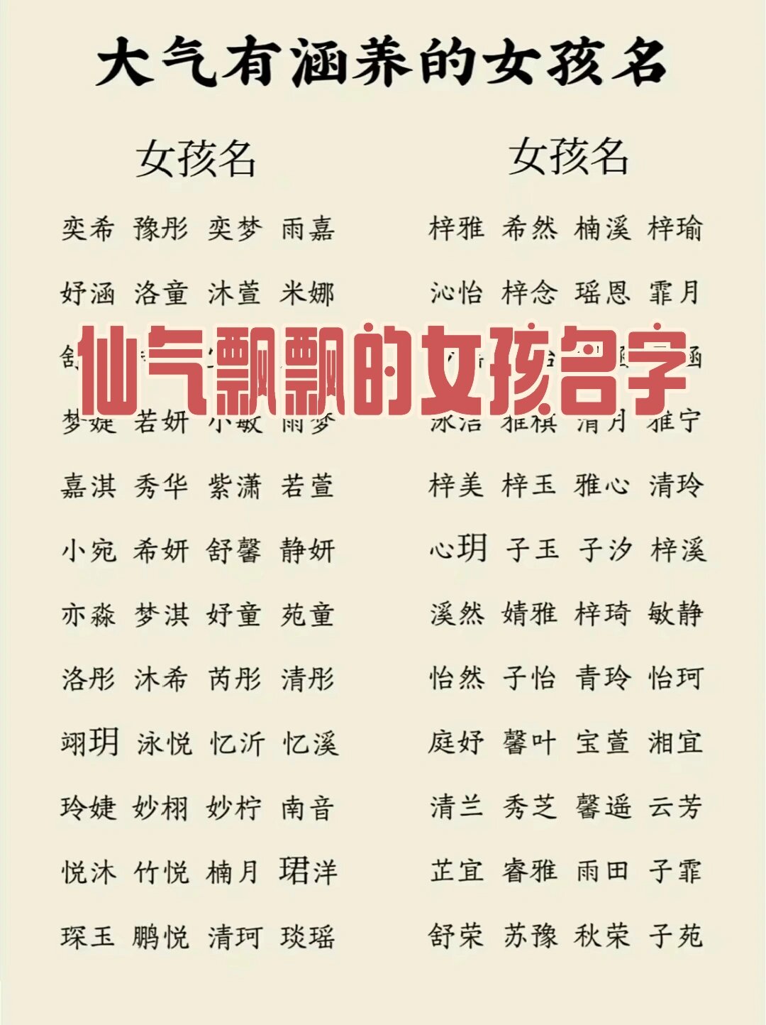 仙气名字女女孩图片