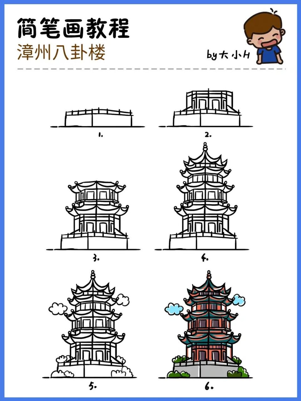 中国的名胜古迹简笔画图片