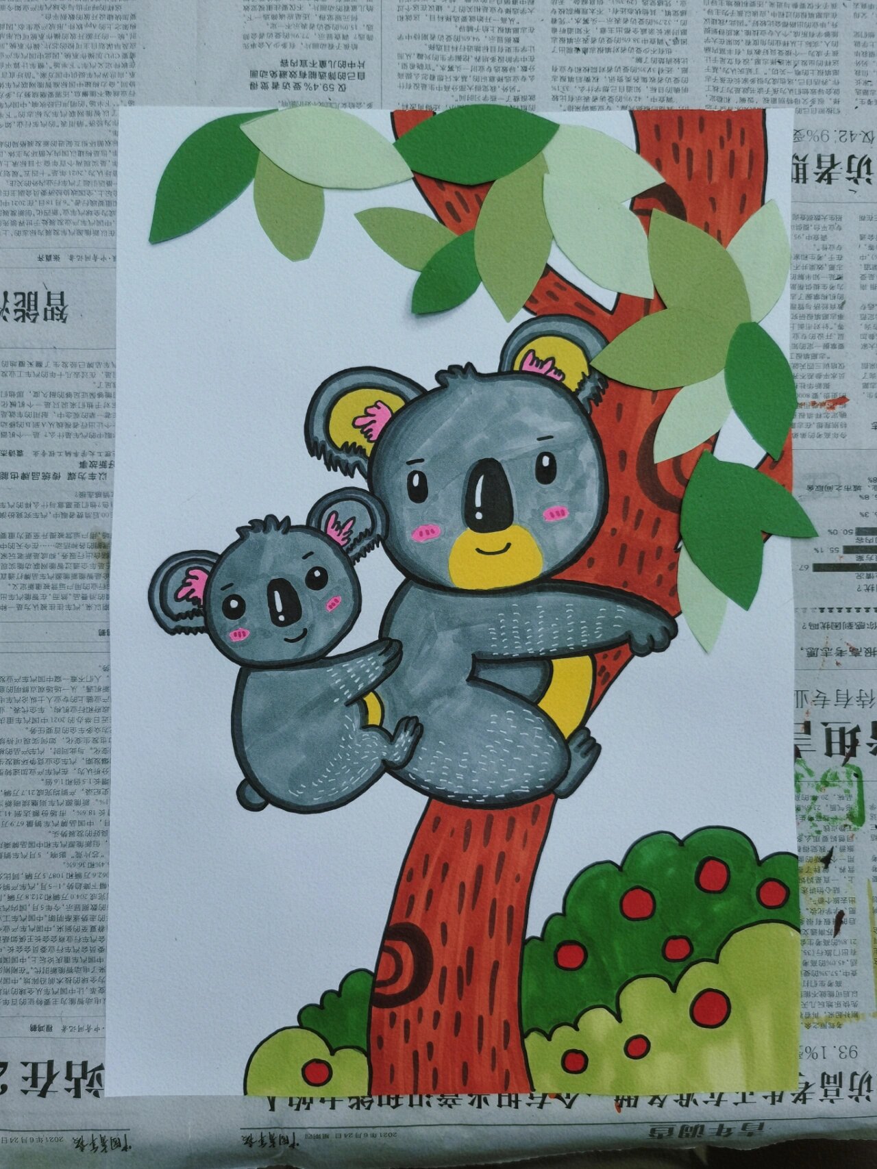 可爱树袋熊卡通简笔画【附步骤