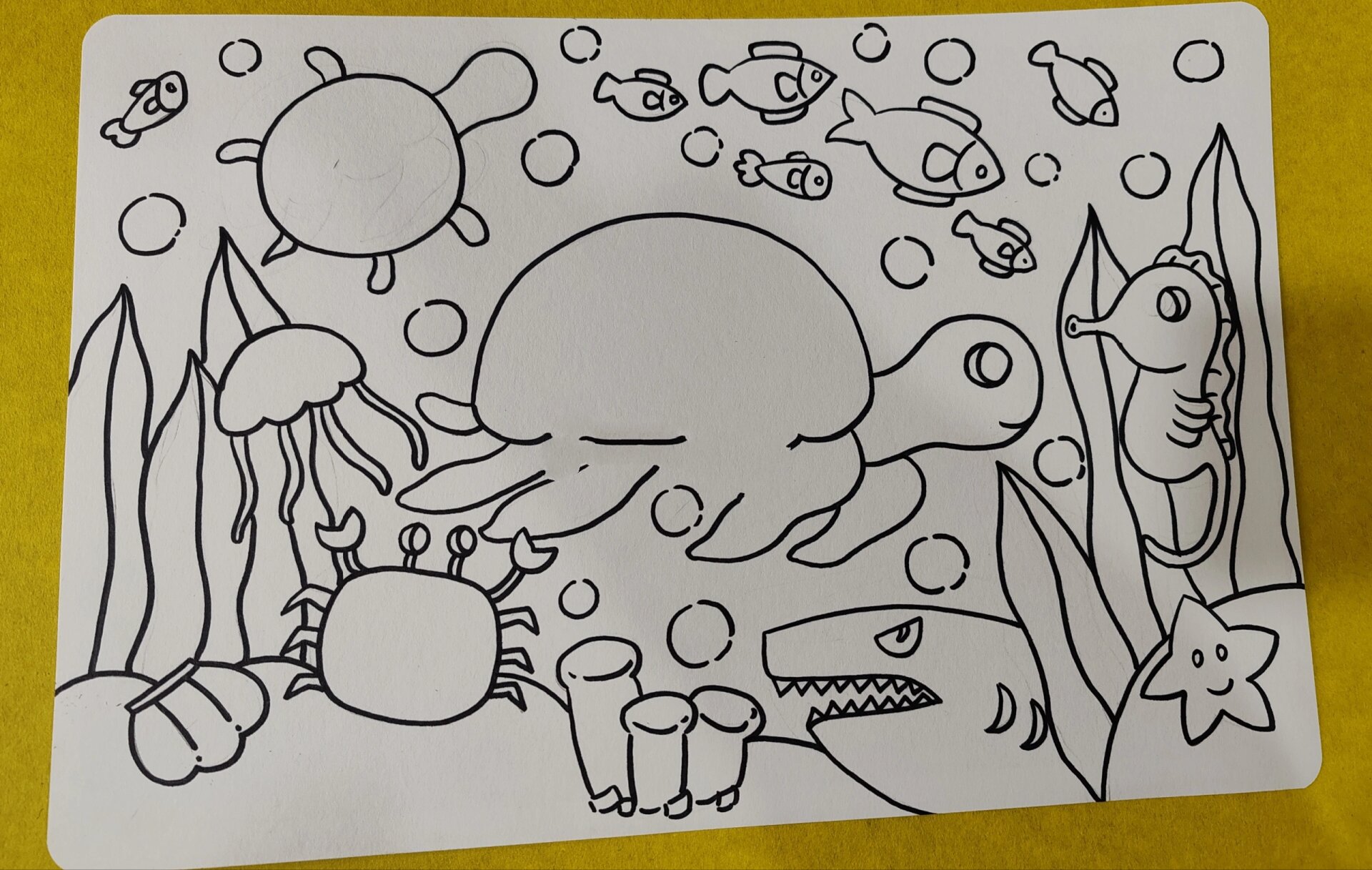 创意画《海洋馆门票@铅笔画的艳色的动态