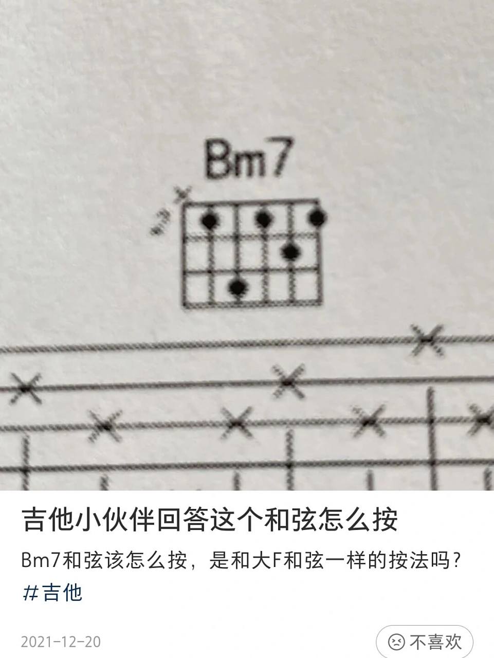 吉他和弦bm7怎么按图片