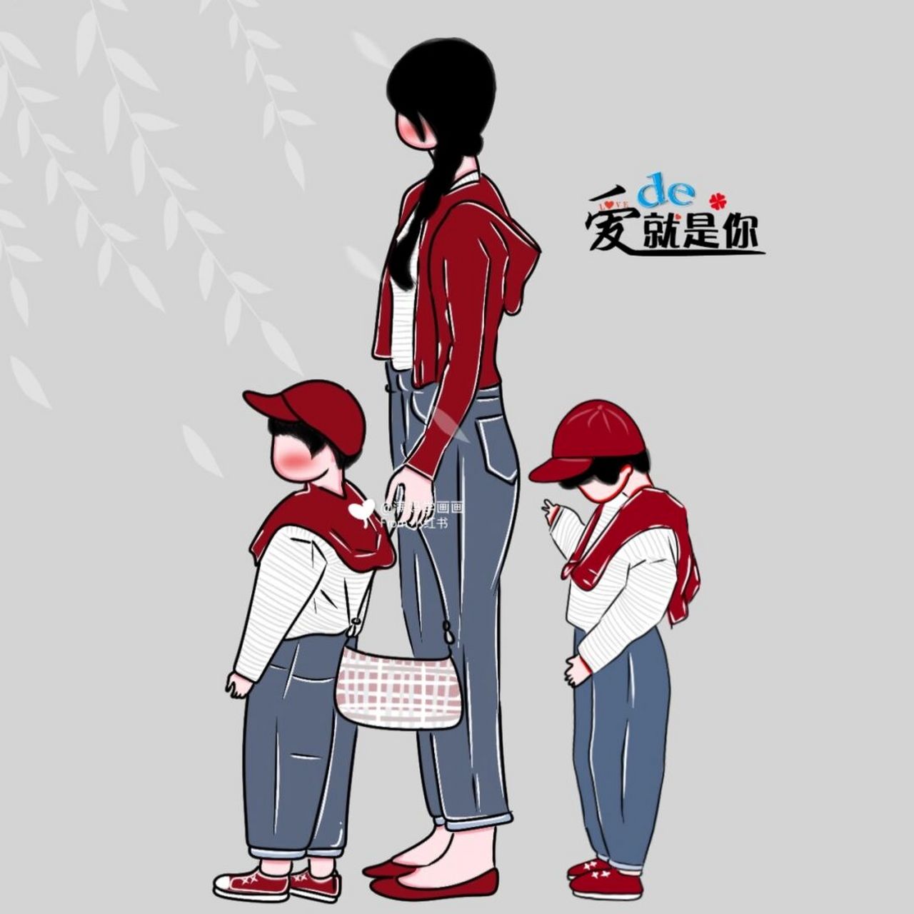 原创手绘亲子头像母子母女头像 生了两儿子,有人羡慕,有人说三道四,无