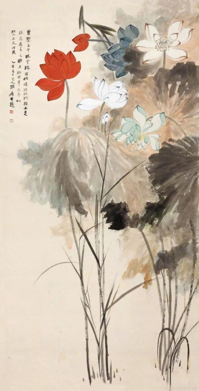 【历代名家画荷花欣赏】周敦颐之名篇《爱莲说》称其"中通外直,不蔓不
