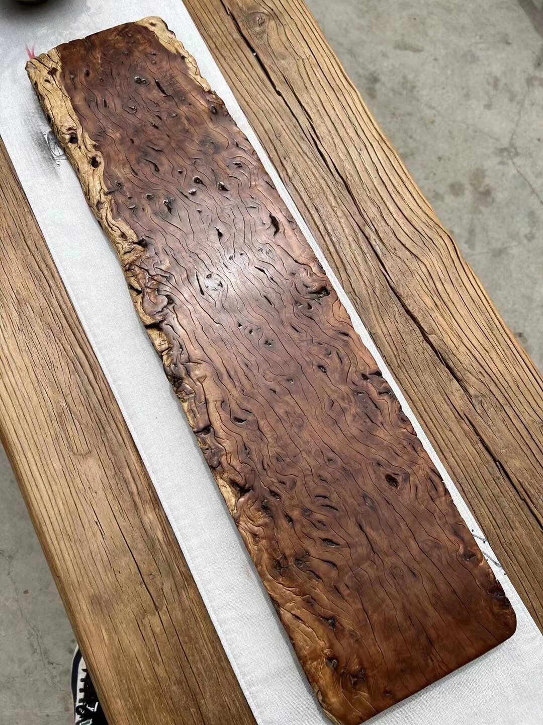 最后一块绝品大尺寸枣木板~双面老包浆纹理
