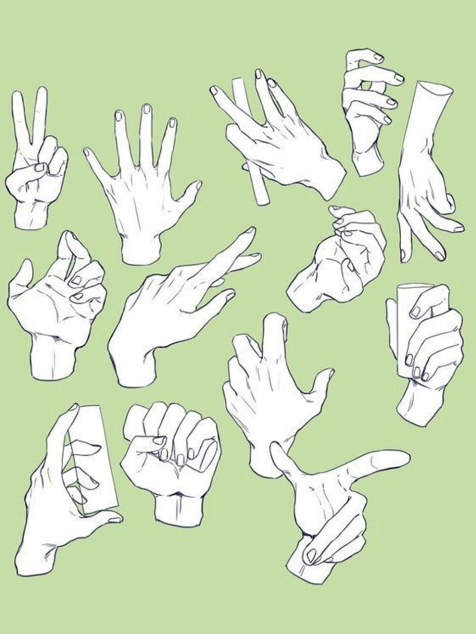 常见的手部动作绘画素材参考,还不练起来! 素材来自网上
