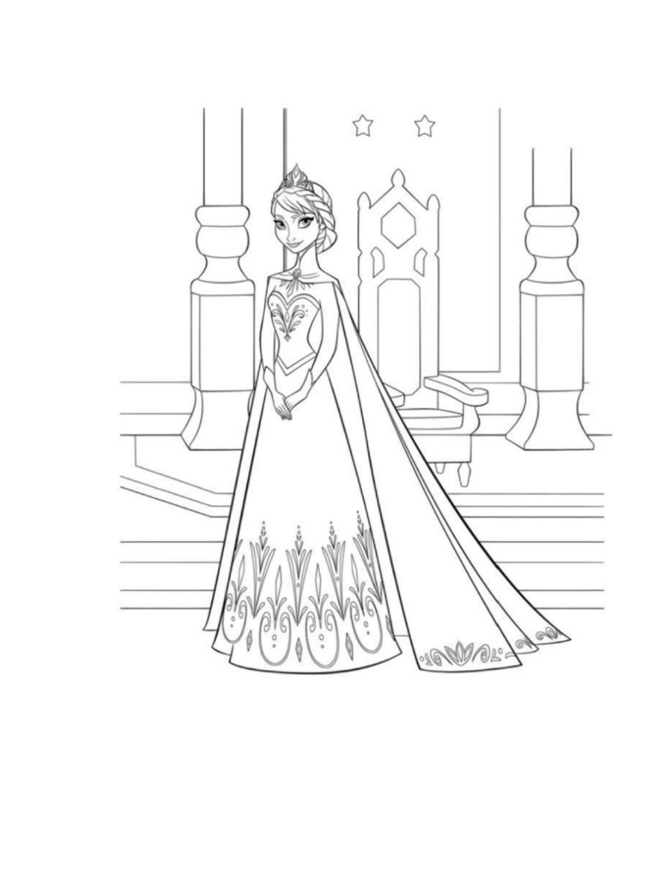 7615女孩最爱的冰雪奇缘艾莎公主简笔画涂色96 线稿分享|冰雪