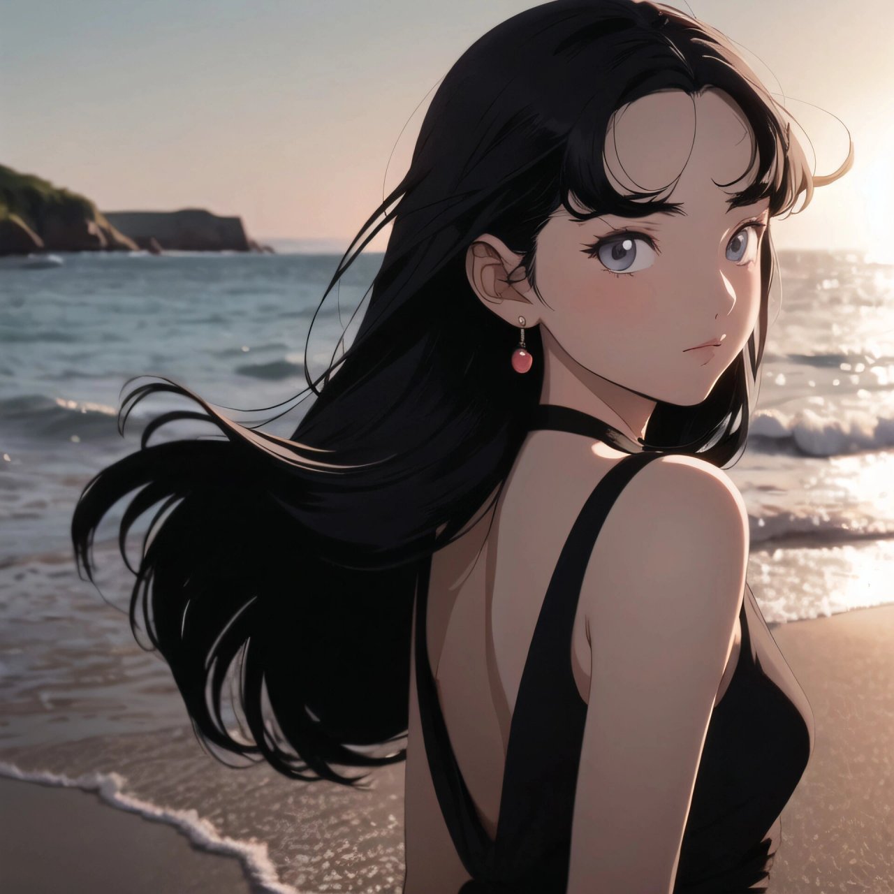 闺蜜头像96长发小姐姐面朝大海