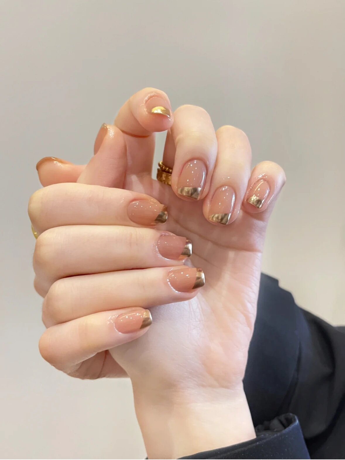 超美金色简约大气款美甲ins美甲