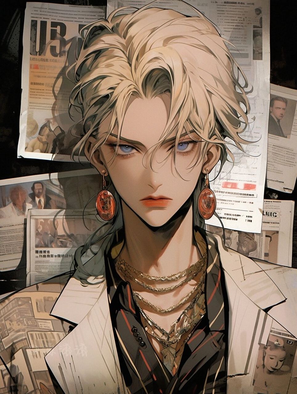 复古港风动漫男生头像|壁纸|金发少年