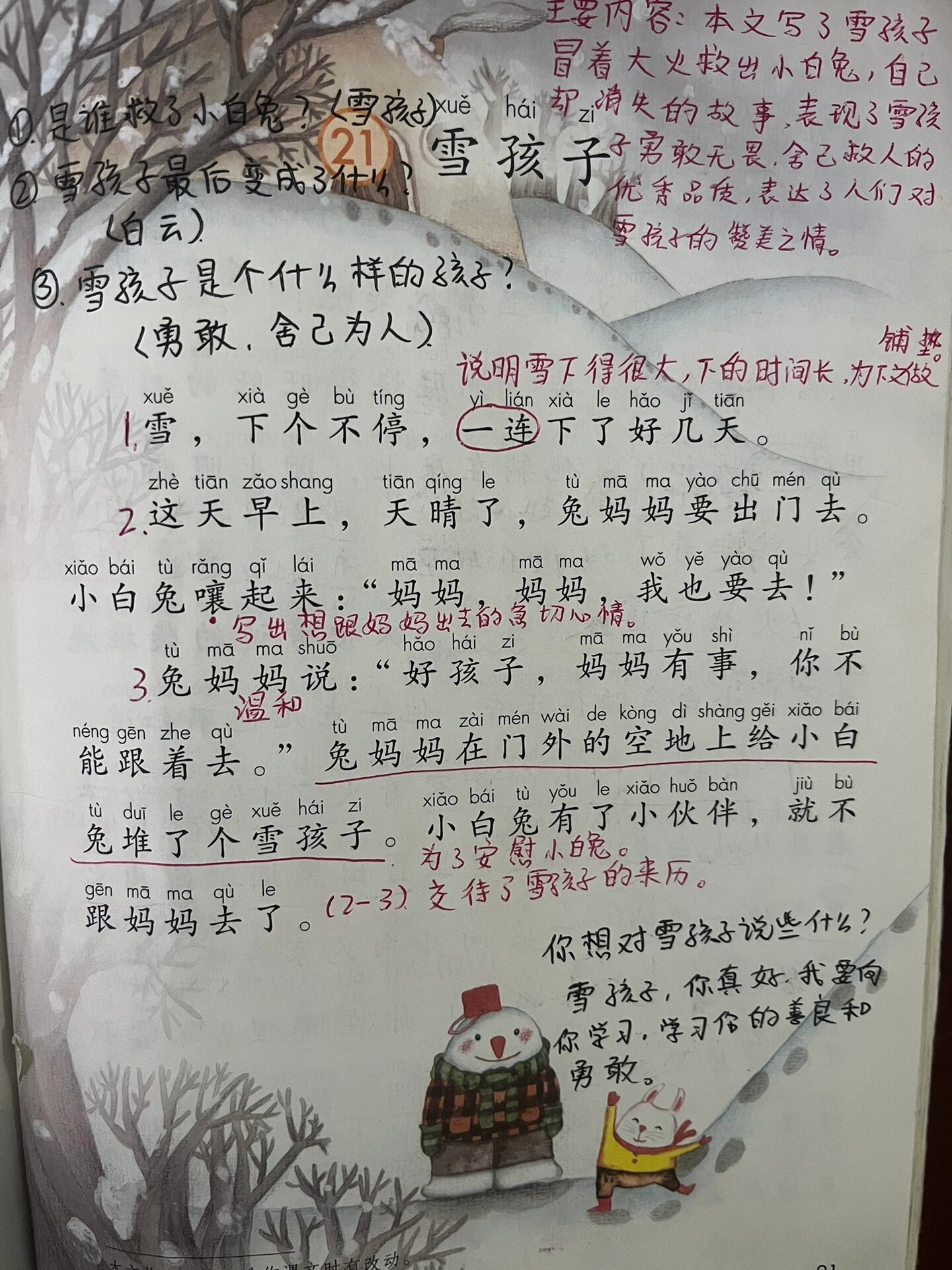 《雪孩子》课堂笔记图片