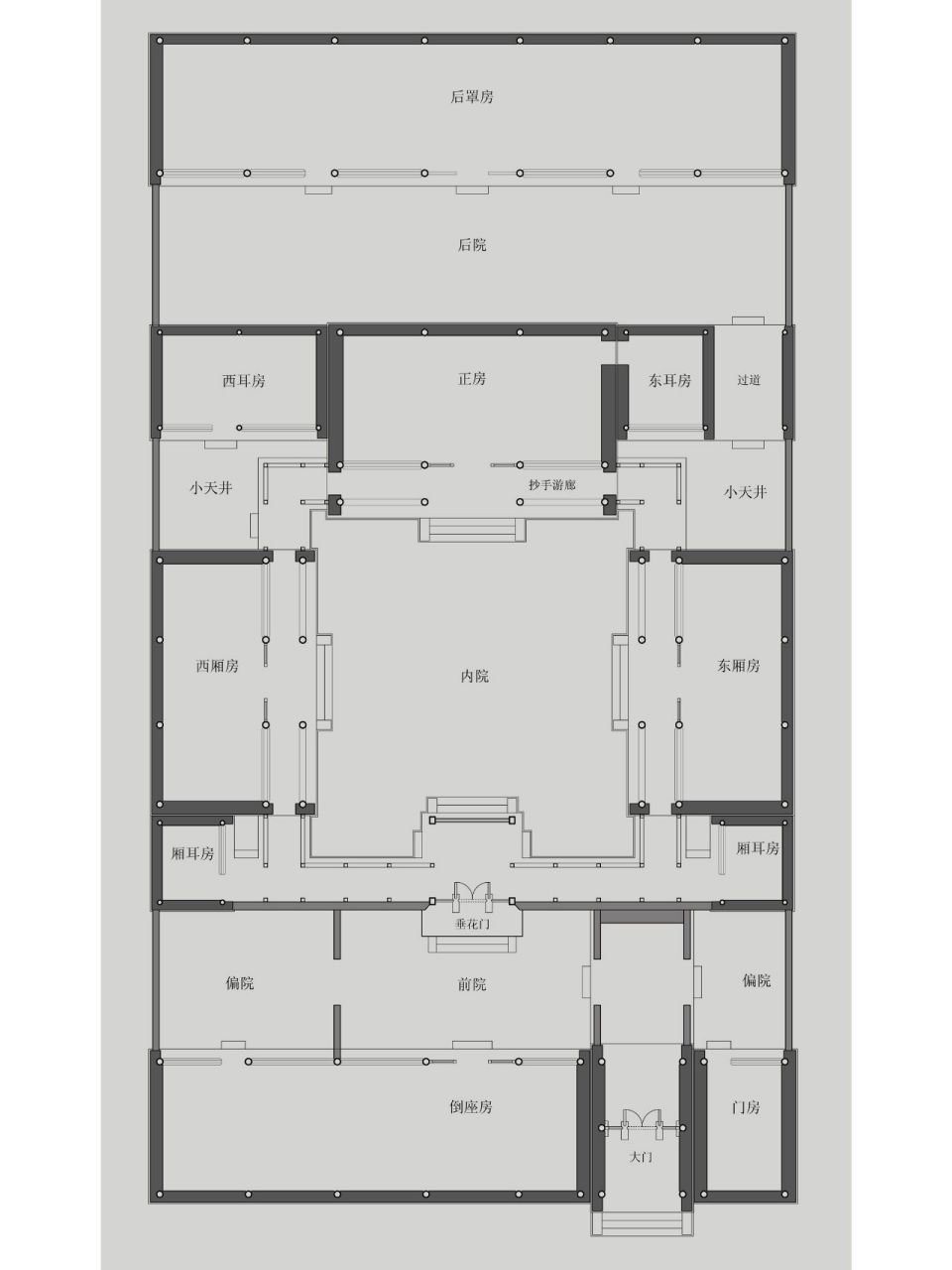 三进两出四合院平面图图片