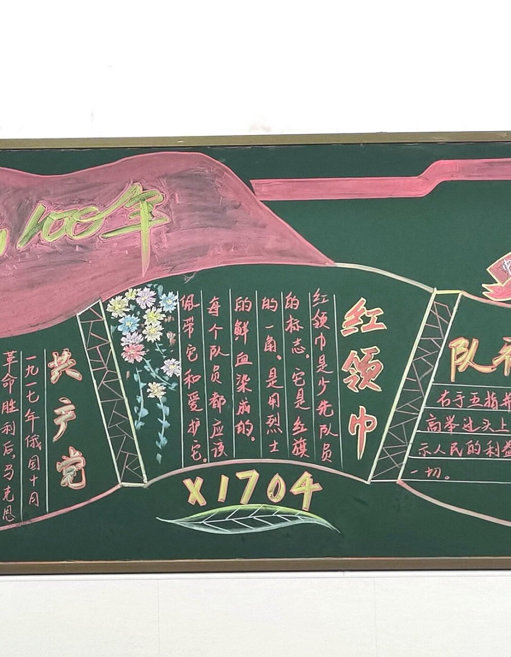 建党100周年粉笔字作品图片