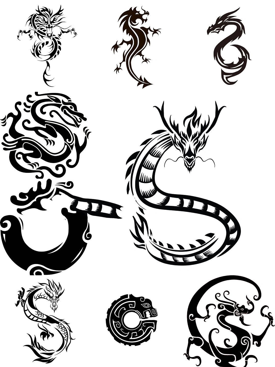 145款中国风古典龙纹龙图腾龙纹身图案png透明背景免扣素材