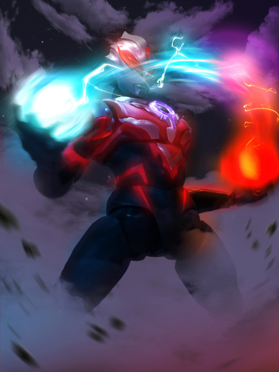 特摄摄影|红眼巨人降临的夜晚 修了两天的欧布雷霆肩章(暗耀)形态