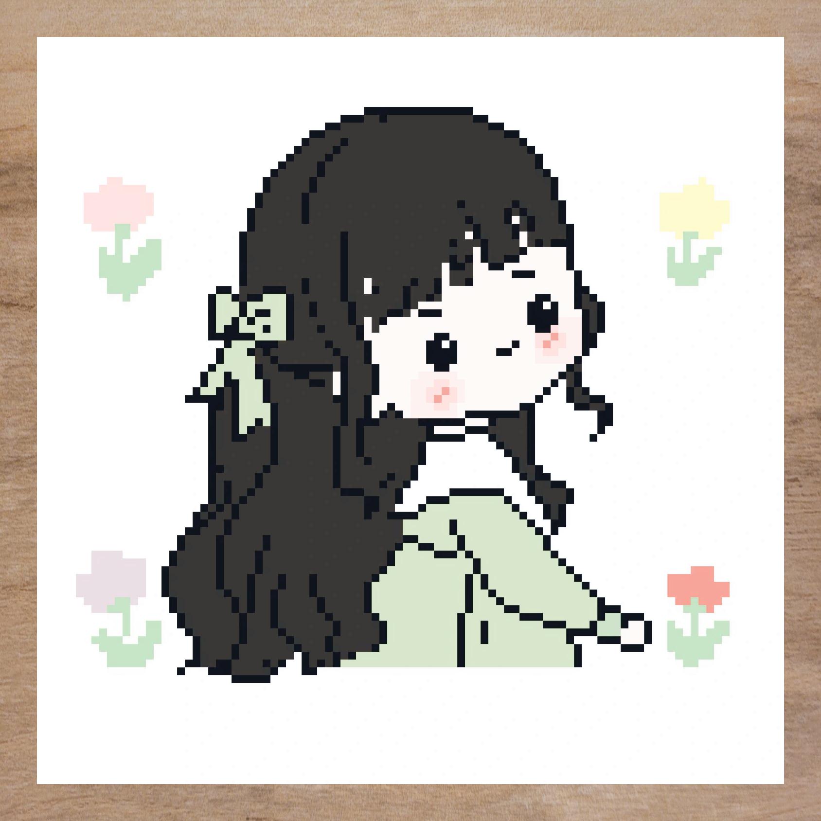 小女孩像素临摹图  亲们,是不是在画画的时候,总是想找到一些灵感呢?