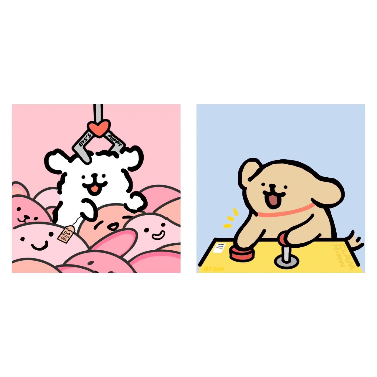 maltese|娃娃机线条小狗情头 线条小狗是韩国插画师 moonlab_studio的