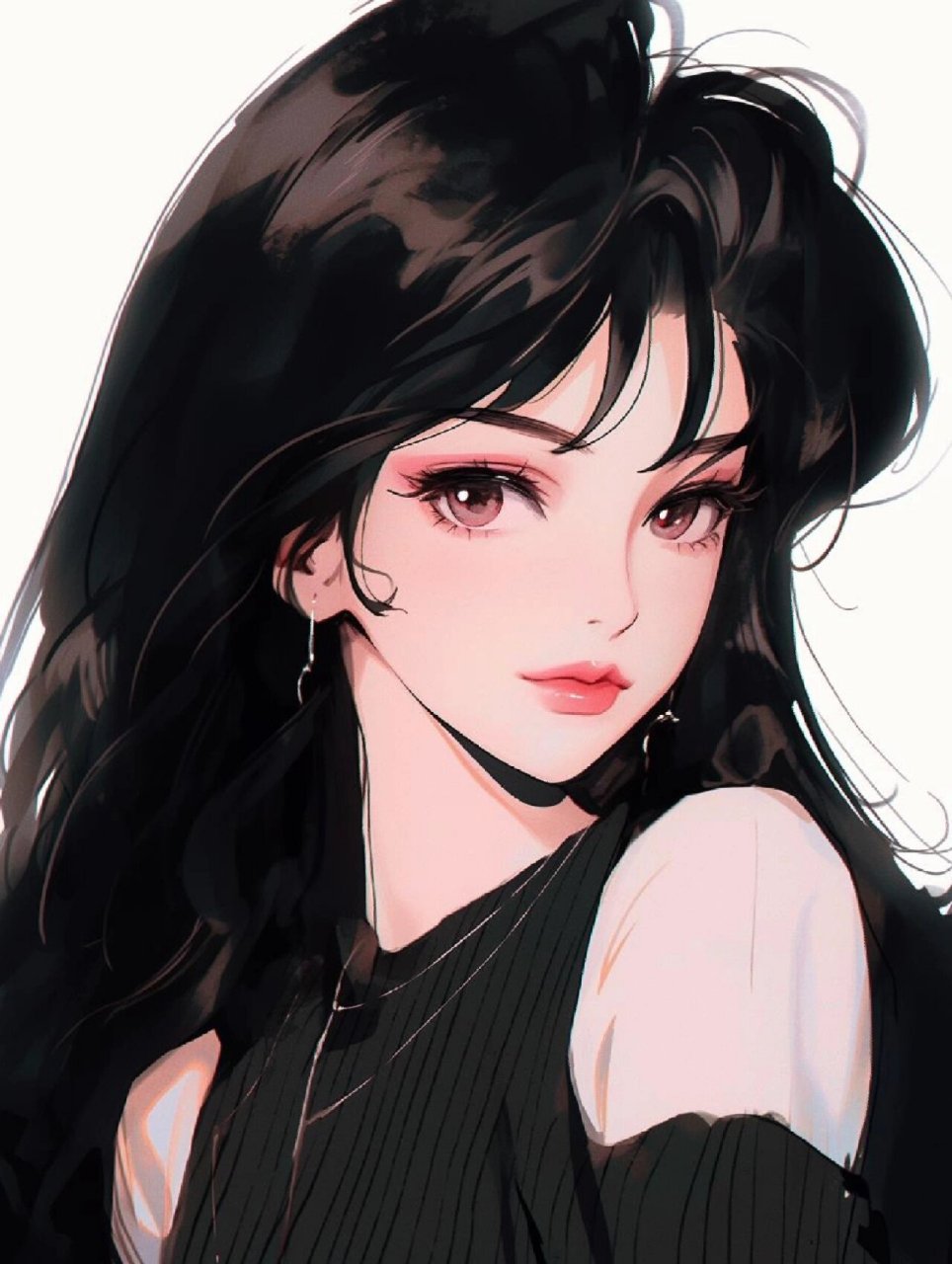 9780s复古旧漫|清冷氛围黑长发女生头像 清冷氛围感,霸气女生,安静