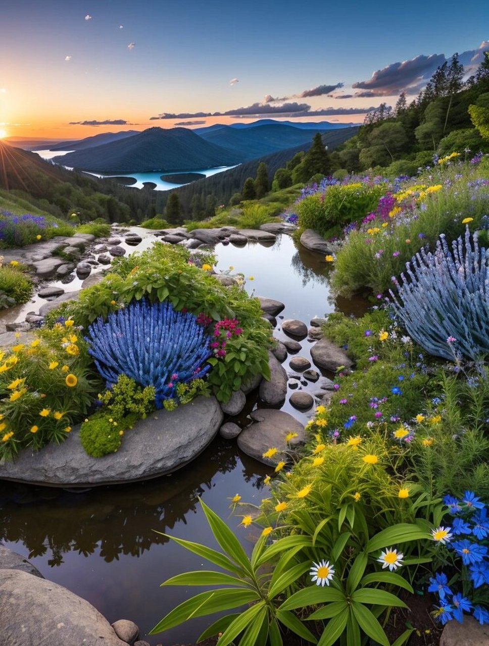 夏季山谷里治愈系美景