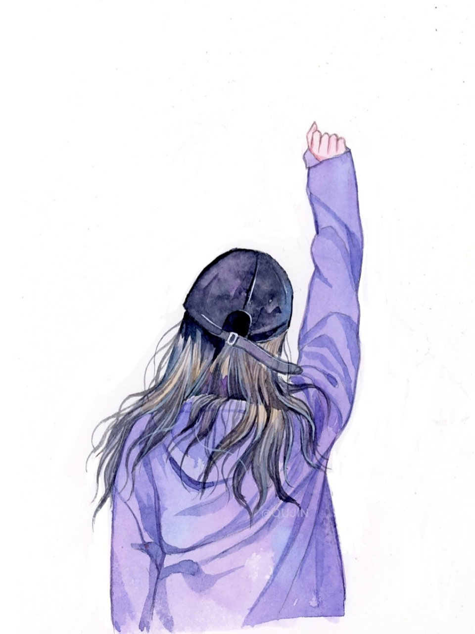 水彩人物篇|可以做壁纸的人物背影绘画 拿图请注明出处