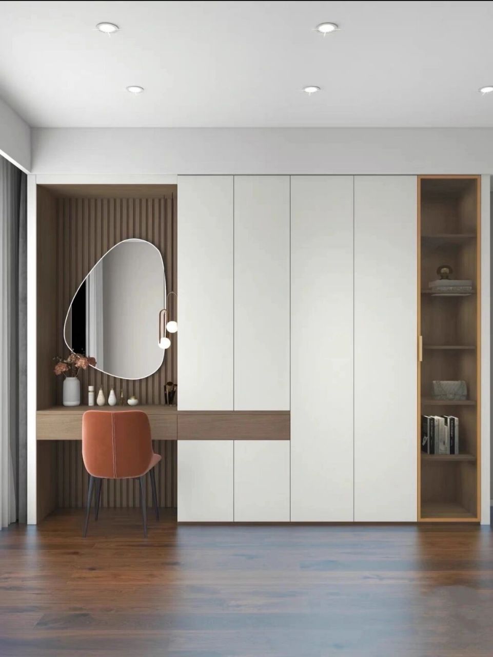 合肥全屋定制|衣柜梳妆台一体设计 7315床尾做整面墙衣柜的宝子