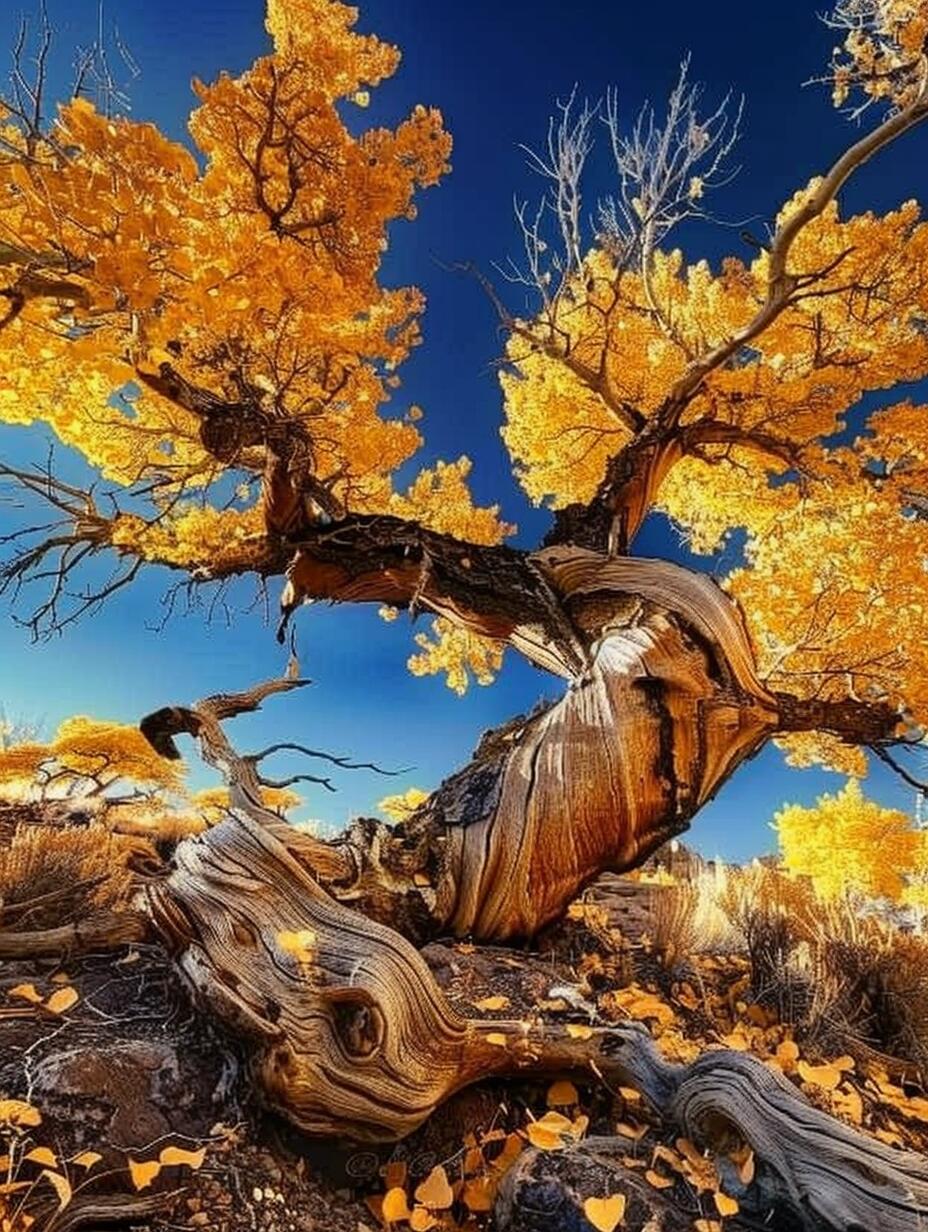 ai油画|秋日胡杨,树影婆娑