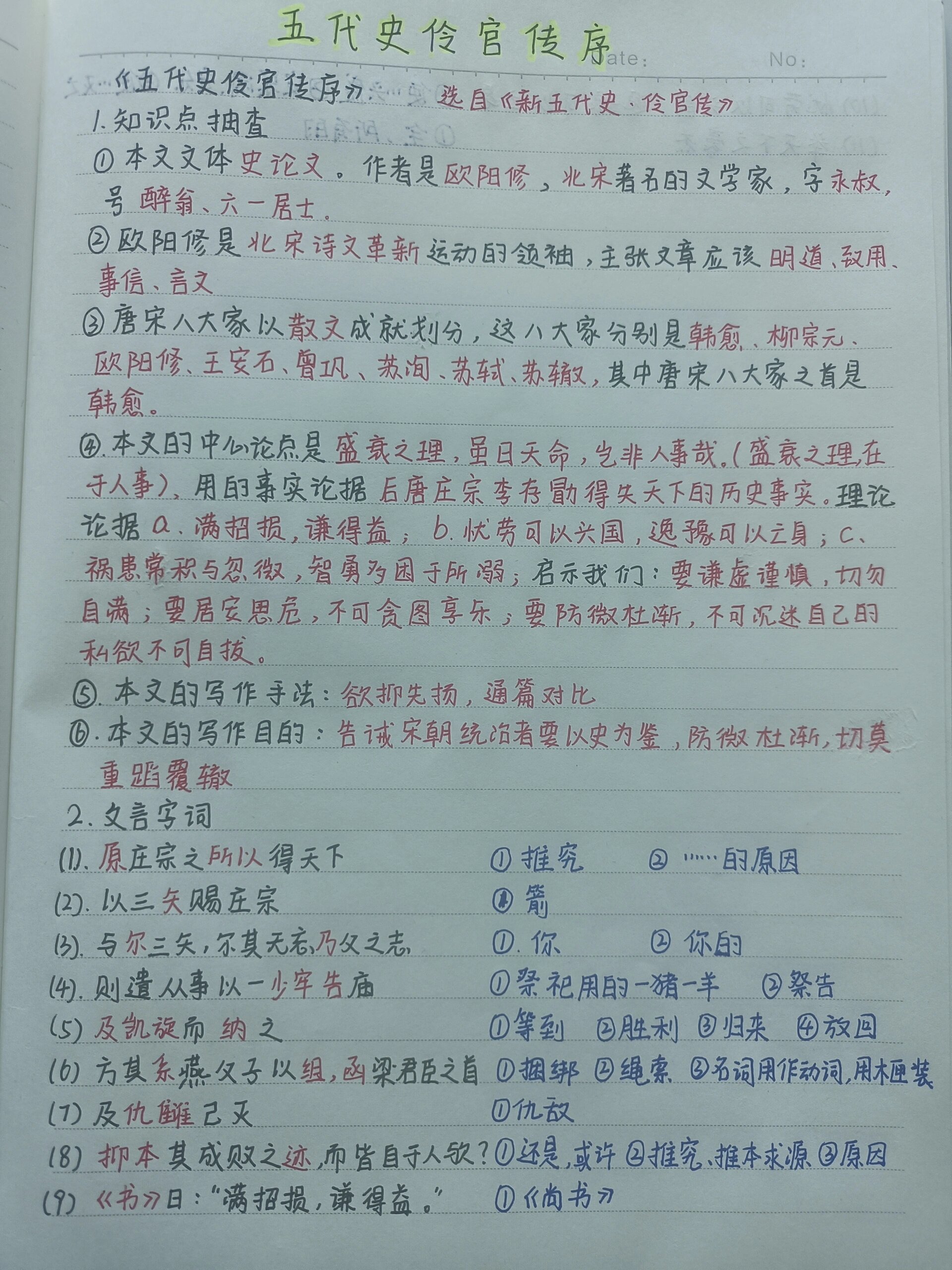 五代史伶官传序抄写图片