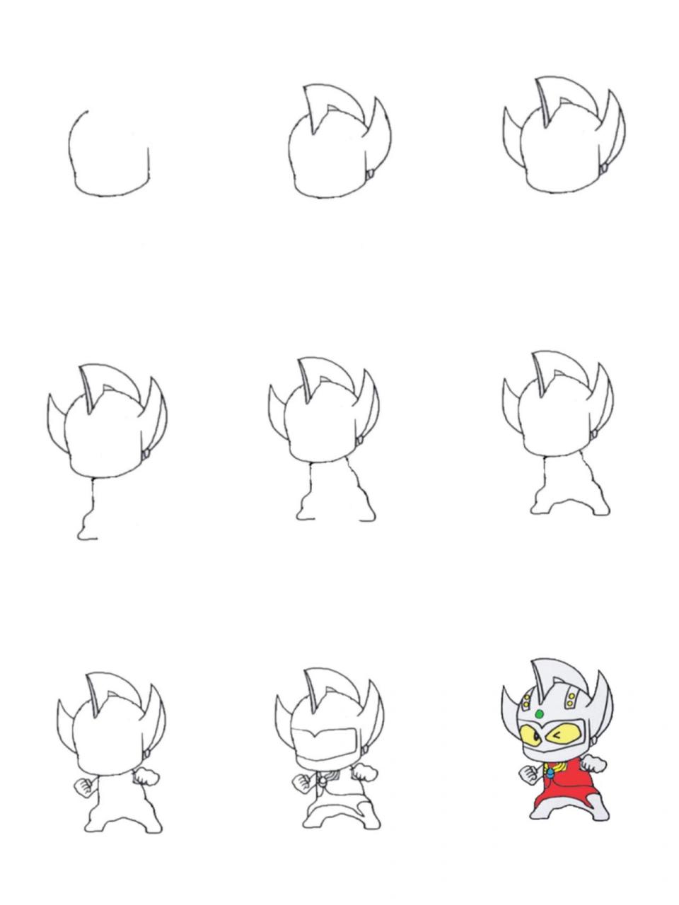 可可爱爱的98泰罗奥特曼简笔画来咯～ 准备工具: 白纸8015,铅笔