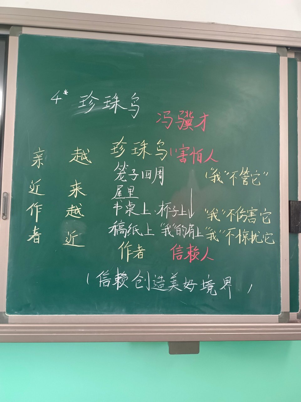 不惊扰它的作者 信赖往往创造美好的境界#珍珠鸟# #板书设计